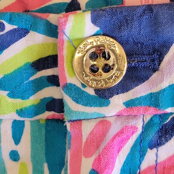 LILLY PULITZER Kelly Textured Skinny Ankle Pants Indigo Palm Reader sz 00 - Picture 9 of 9